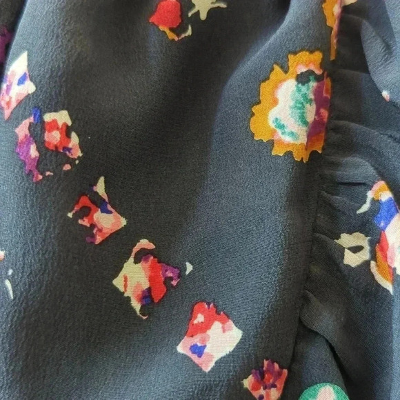 Rebecca Taylor Waterfall Gray Ruffle Floral Silk Skirt - Picture 6 of 6